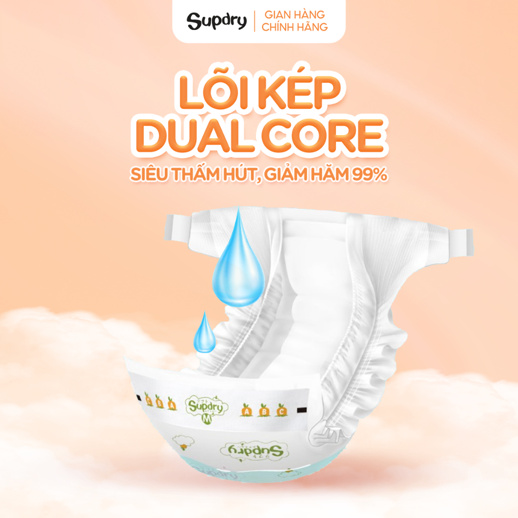 (CÓ QUÀ) Tã Bỉm Dán/Quần Supdry Ultra Cam Cao Cấp, Chống Hăm, Siêu Thấm Hút size NB/S/M/L/XL/XXL/XXXL cho bé 4kg-20kg