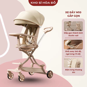Xe đẩy M10 dành cho bé từ sơ sinh gấp gọn tiện lợi, đảo chiều 360 - ngả lưng 175 độ kèm bảng bàn ăn