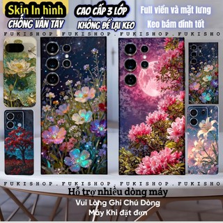 Miếng dán skin mặt lưng full viền Hoa cho điện thoại S25 Ultra S24 Ultra S23 S22 Ultra Fold 3 4 5 Flip3 Fold 4