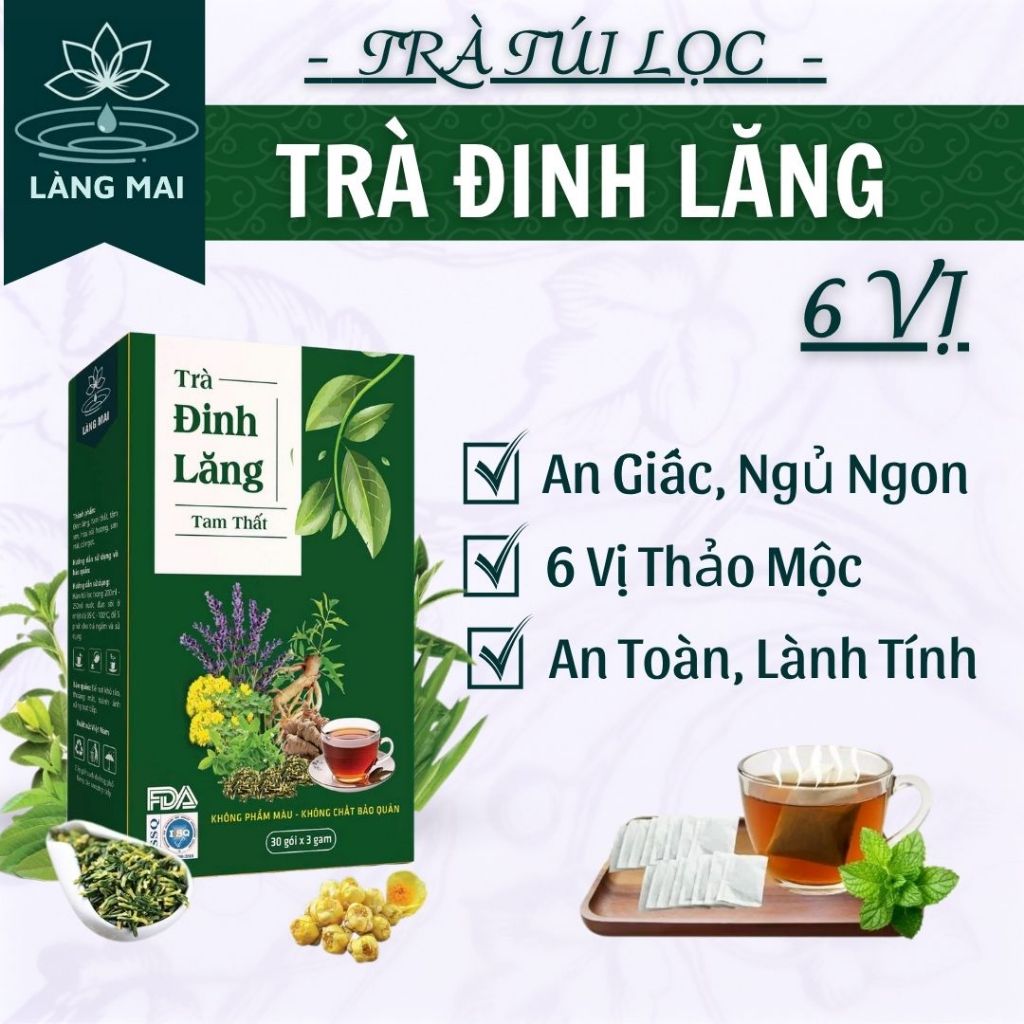 Trà Đinh Lăng Tam Thất - Làng Mai - Hỗ trợ ngủ ngon, Giúp cải thiện mất ngủ, Giảm stress.