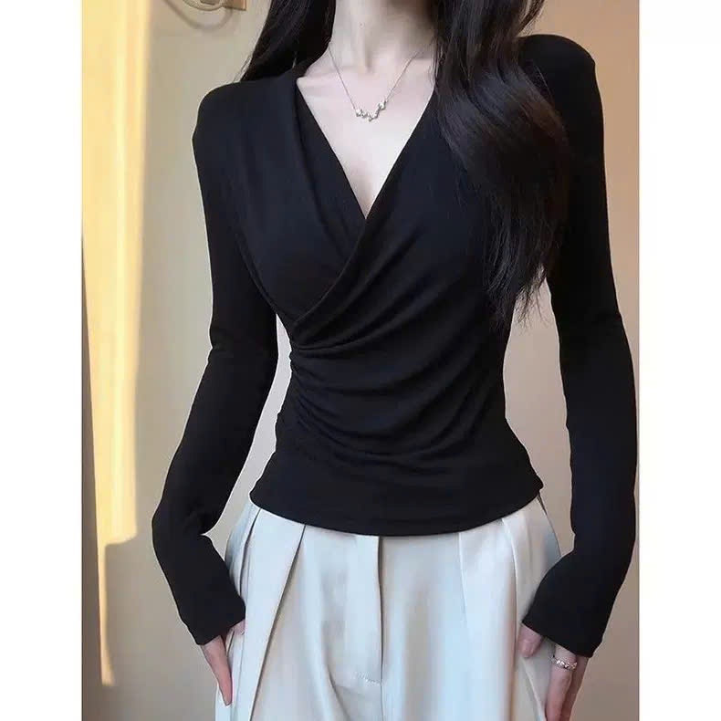 [COTTON LOẠI 1] Áo Thun Dài Tay Cổ Tym Ôm Body Tôn Dáng RANSHI Mặc Hằng Ngày Đi Chơi Chất Cototn Mềm Mát - RA347