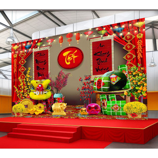 Tranh Vải Trang Trí Phông Nền Ngày Tết, tranh trang trí Lễ Tết 2026, DECOR  trường học năm mới cỡ lớn 4M TET09 - BEEKIDS