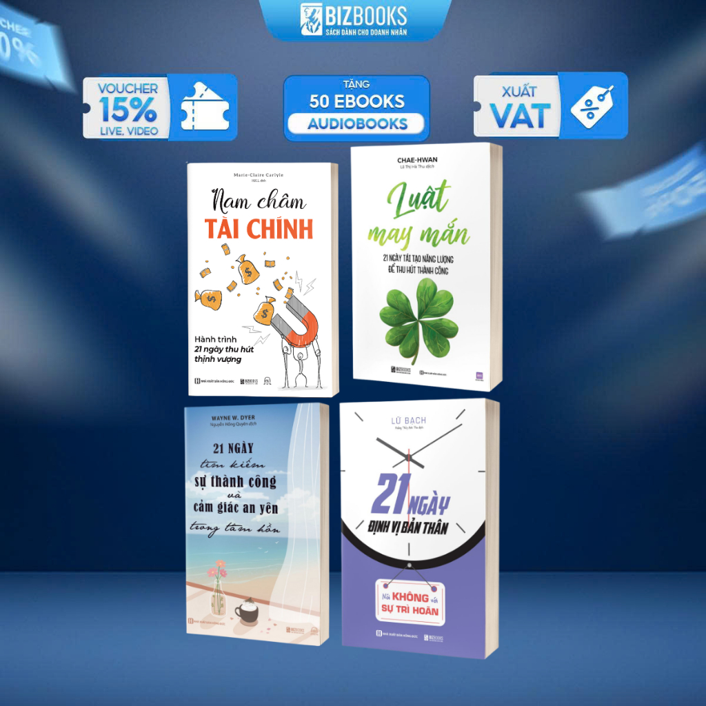 Bộ Sách 21 Ngày Thay Đối Bản Thân: 21 Ngày Định Vị Bản Thân, Luật May Mắn,21 Ngày Tìm Kiếm Thành Công,Nam Châm Tài Chính