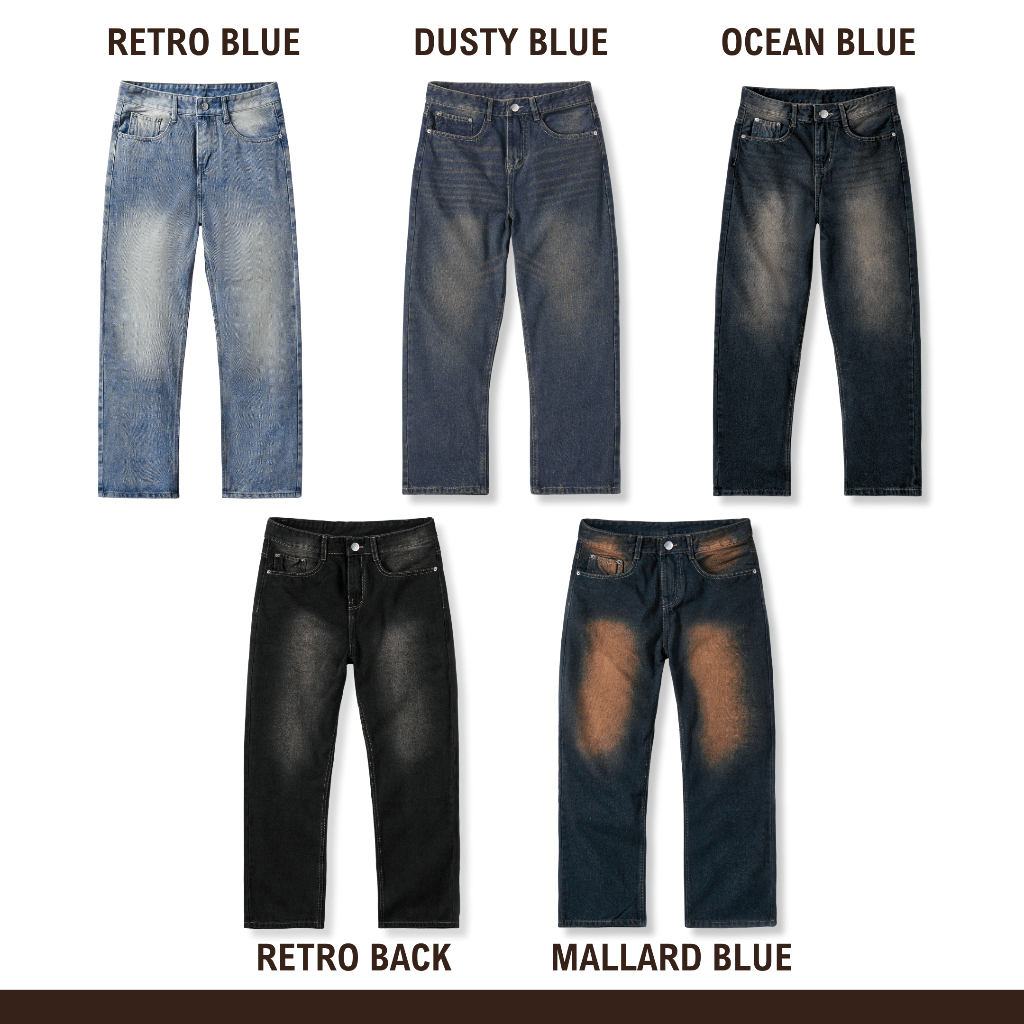 [WHY.NOT] Quần Jean Nam Nữ Retro 5 Màu Form Regular Chất Liệu Jean Cotton Mềm Chính Phẩm Cao Cấp Có Bigsize