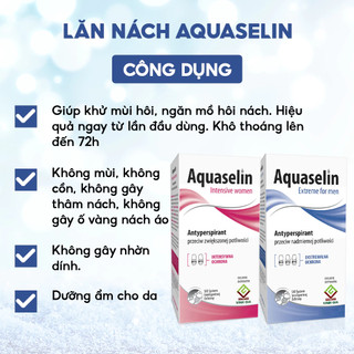 Lăn Nách KHÔNG MÙI đến từ Châu Âu - AQUASELIN Nam riêng/ Nữ riêng giúp Giảm Mồ Hôi, Khử Mùi Hiệu Quả