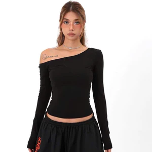 Áo Thun Lệch Vai Dài Tay Haven Studio Ôm Body Nữ Form Croptop Tôn Dáng Áo Trễ Vai Haven Studio