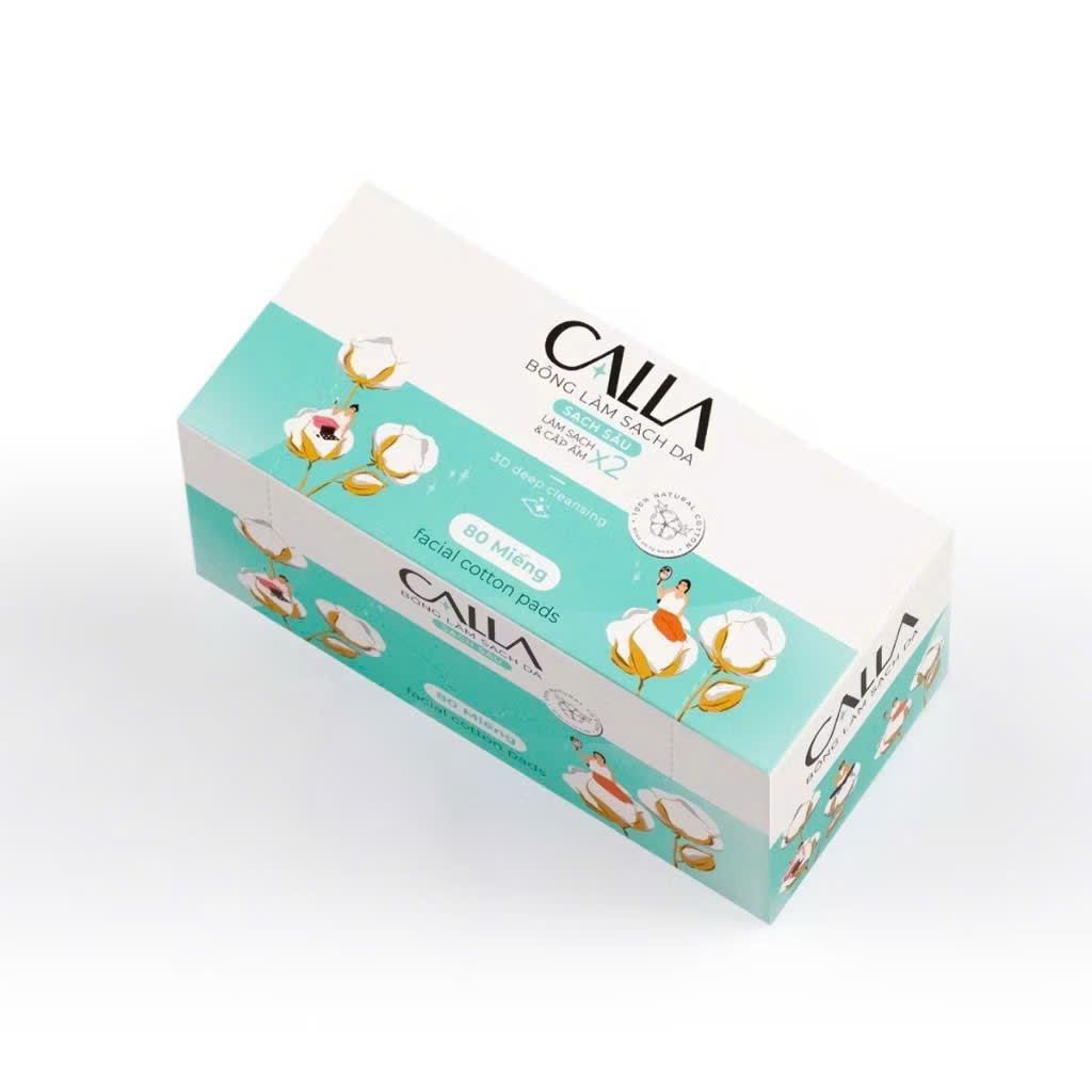 Bông tẩy trang làm sạch da Bông Bạch Tuyết Calla Sạch Sâu (80 miếng/hộp)