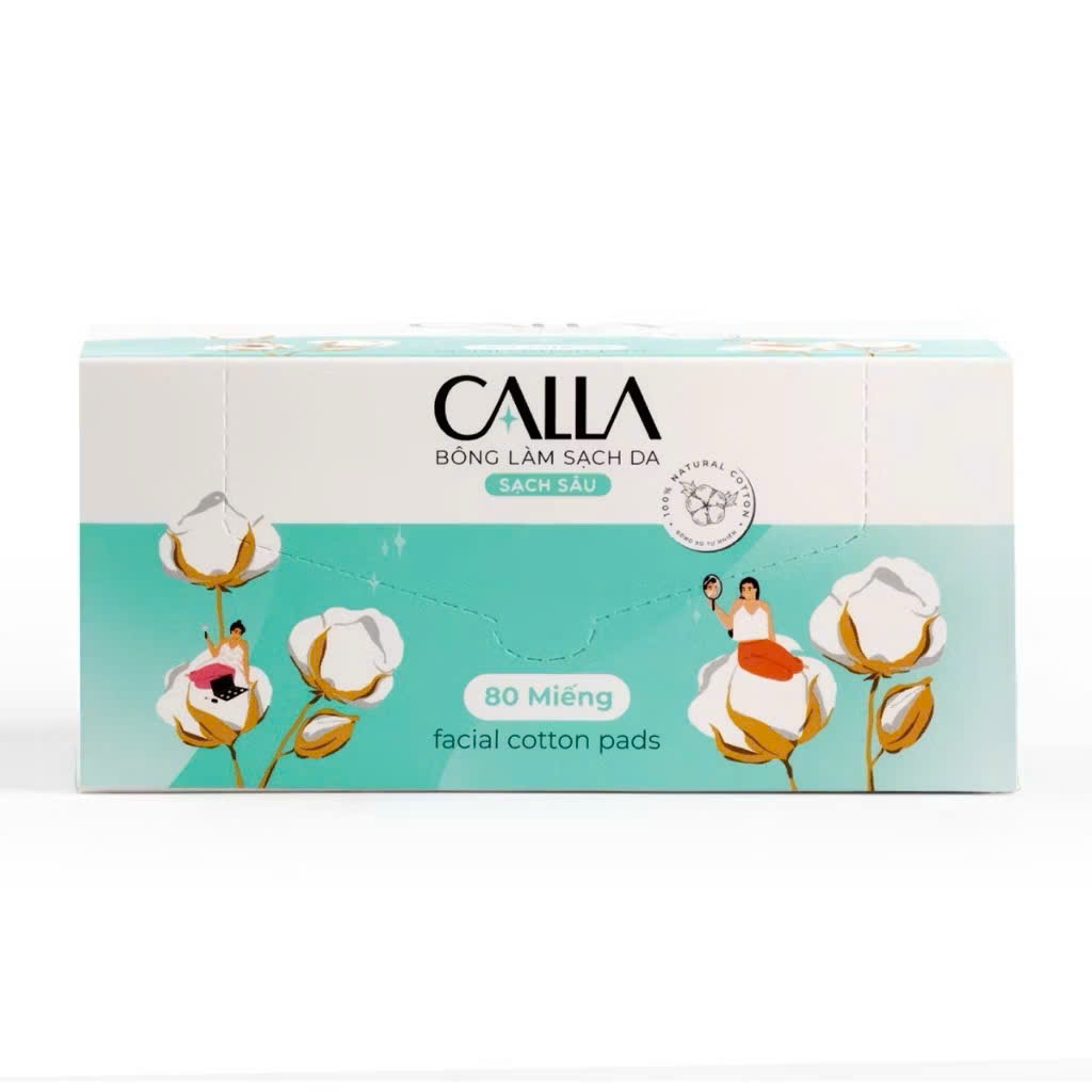Bông tẩy trang làm sạch da Bông Bạch Tuyết Calla Sạch Sâu (80 miếng/hộp)