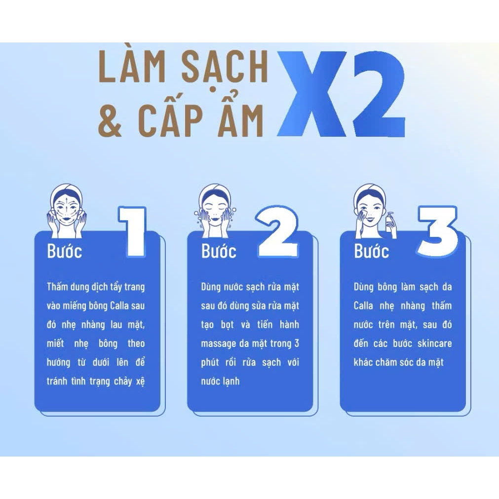Bông tẩy trang làm sạch da Bông Bạch Tuyết Calla Sạch Sâu (80 miếng/hộp)