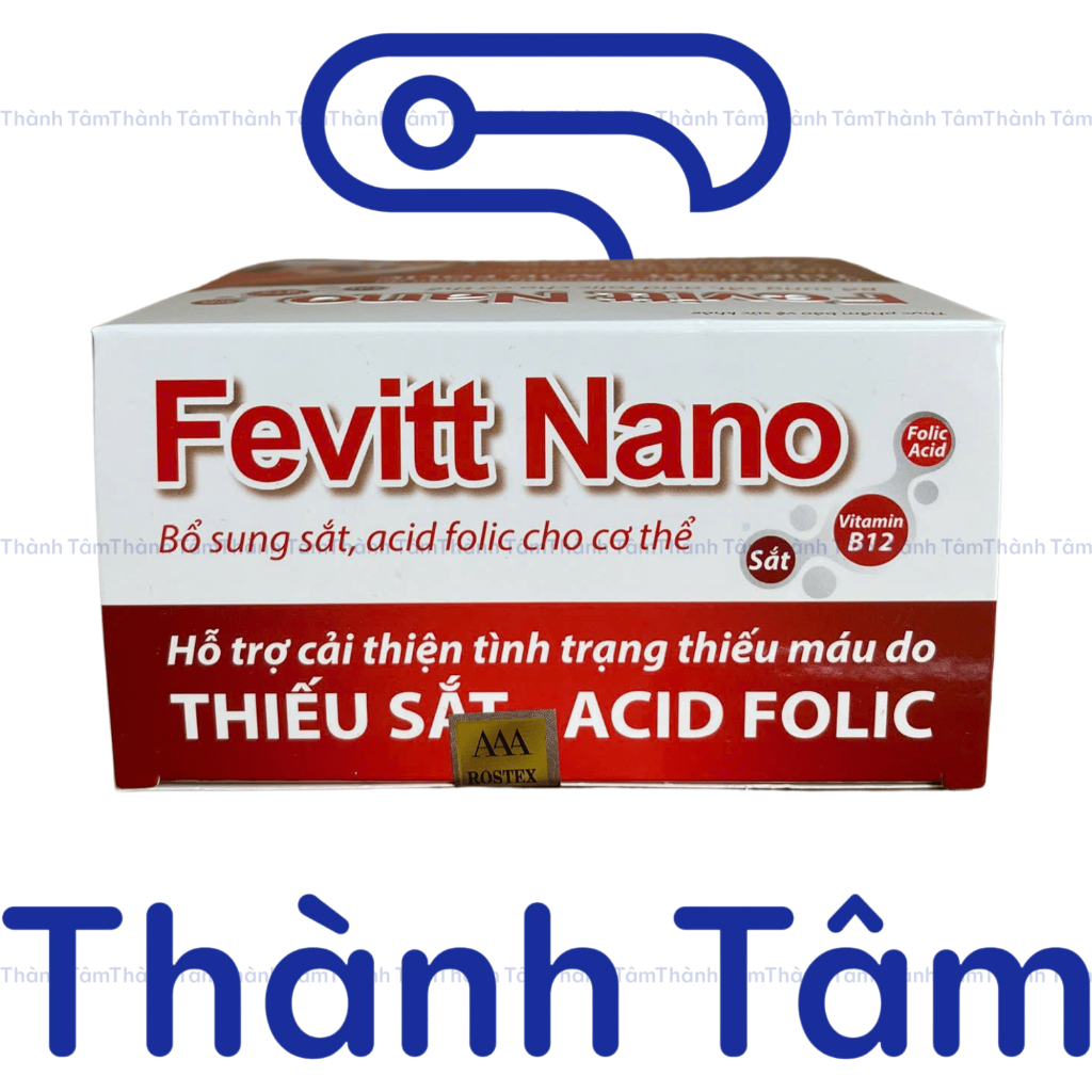 (100V, 3M) Viên uống FEVITT NANO 100V bổ sung sắt, acid folic, bổ máu, cải thiện tình trạng thiếu máu