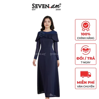 Đầm tiệc đính hoa 3D cổ trang trí thời trang nữ Seven.AM H640008K