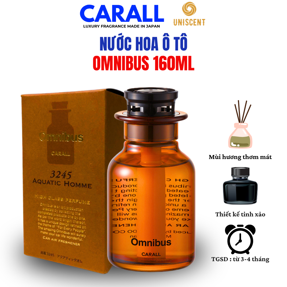 Nước Hoa Ô Tô Hương Biển Mát Lạnh Nam Tính/ Hương Gỗ Sang Trọng Omnibus 160ml- CARALL Made In Japan