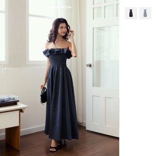 Đầm Dài Striped Maxi Dress Ruffle Detail, Chất Vải Linen Sọc Thoải Mái, WDD085 SOME HOW STORE