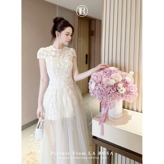 Váy Ren Dài Dự Tiệc Sinh Nhật, Đi Đám Cưới LA ROSA Thiết Kế Dáng Chữ A Phối Lưới Tôn Dáng V1417