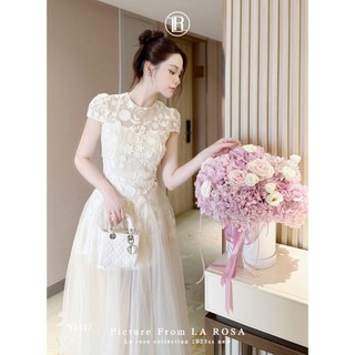 Váy Ren Dài Dự Tiệc Sinh Nhật, Đi Đám Cưới LA ROSA Thiết Kế Dáng Chữ A Phối Lưới Tôn Dáng V1417