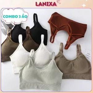 COMBO 3 Áo bra cotton gân tăm mút sẵn mỏng nhẹ có thể tháo rời dây điều chỉnh tiện lợi LANIXA B1182