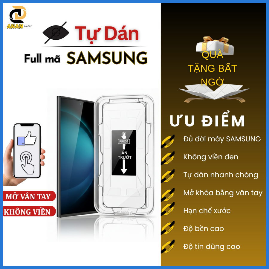 [Dùng vân tay] Cường lực Tự Dán Chống Nhìn Trộm Samsung A56 A55 A54 A53 A52s A36 A35 A34 A71 A72 A73 A26 A25 A24 A23 A14