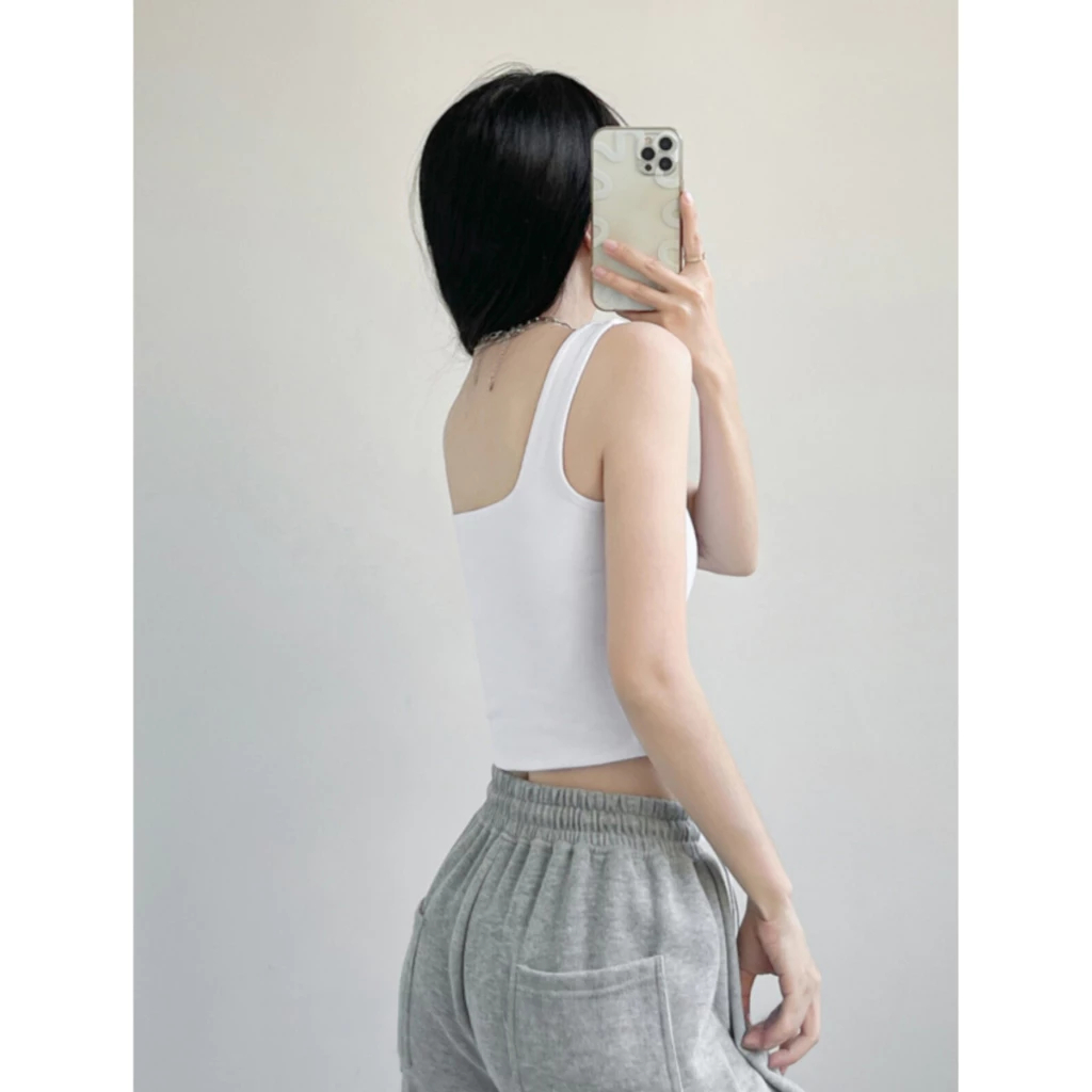 [Peinn] Áo Croptop Bigsize Nữ Áo Hai Dây Bản To Có Mút Đệm Vải Thun Tăm Lạnh Co Giãn Sành Điệu G248