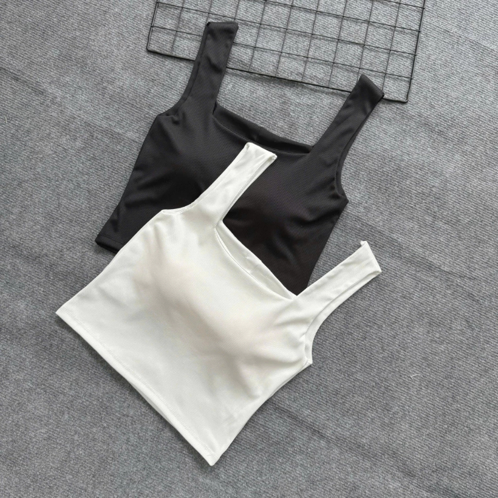 [Peinn] Áo Croptop Bigsize Nữ Áo Hai Dây Bản To Có Mút Đệm Vải Thun Tăm Lạnh Co Giãn Sành Điệu G248