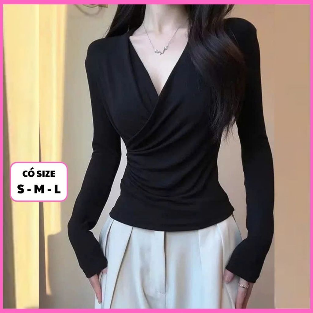 [COTTON LOẠI 1] Áo Thun Dài Tay Cổ Tym Ôm Body Tôn Dáng RANSHI Mặc Hằng Ngày Đi Chơi Chất Cototn Mềm Mát - RA347
