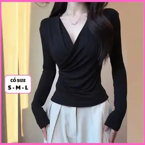 Áo Thun Dài Tay Cổ Tym Ôm Body Tôn Dáng RANSHI Mặc Hằng Ngày Đi Chơi Chất Cototn Mềm Mát - RA347