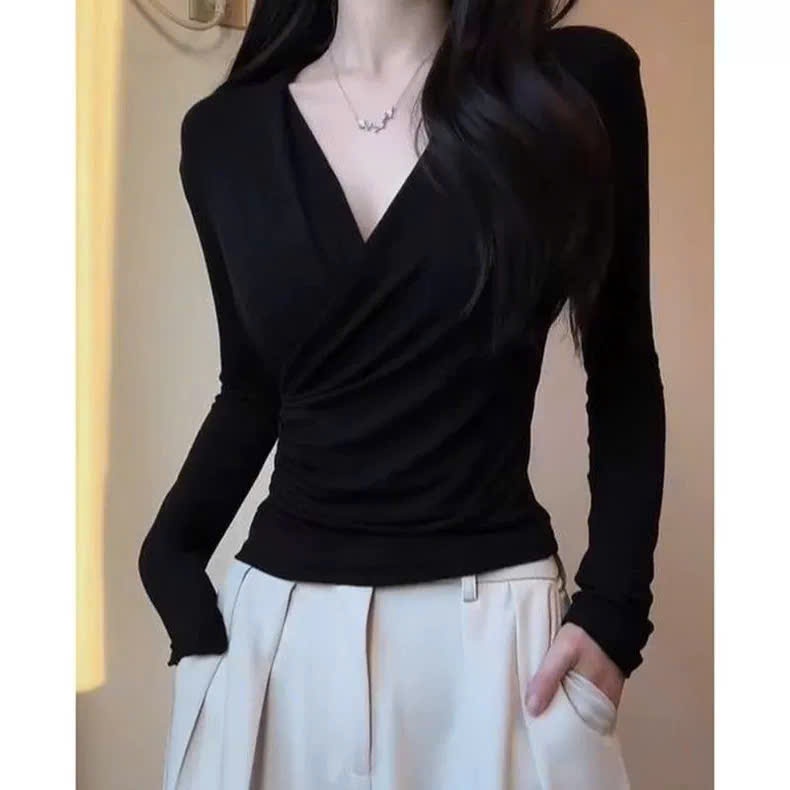 [COTTON LOẠI 1] Áo Thun Dài Tay Cổ Tym Ôm Body Tôn Dáng RANSHI Mặc Hằng Ngày Đi Chơi Chất Cototn Mềm Mát - RA347