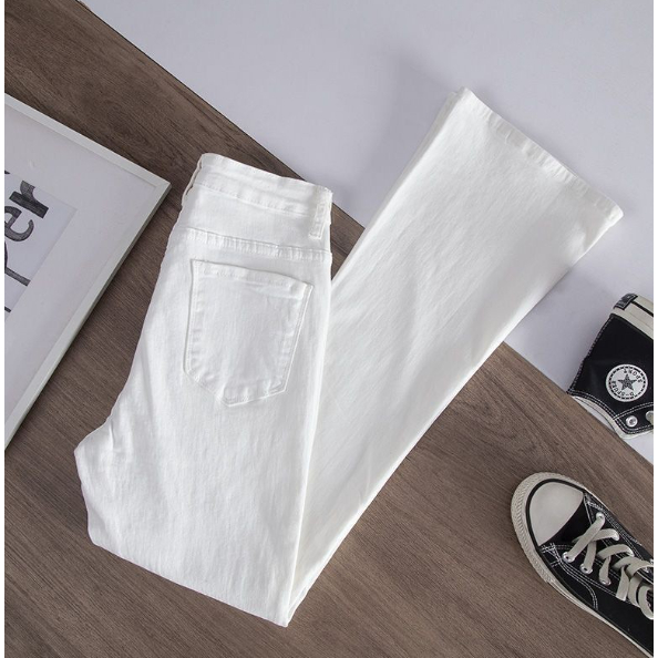 [Peinn]Quần Jean Ống Loe Cạp Cao Dáng Dài, Quần bò loe Siêu Hot Tôn dáng Chất Mềm Co Giãn bốn chiều