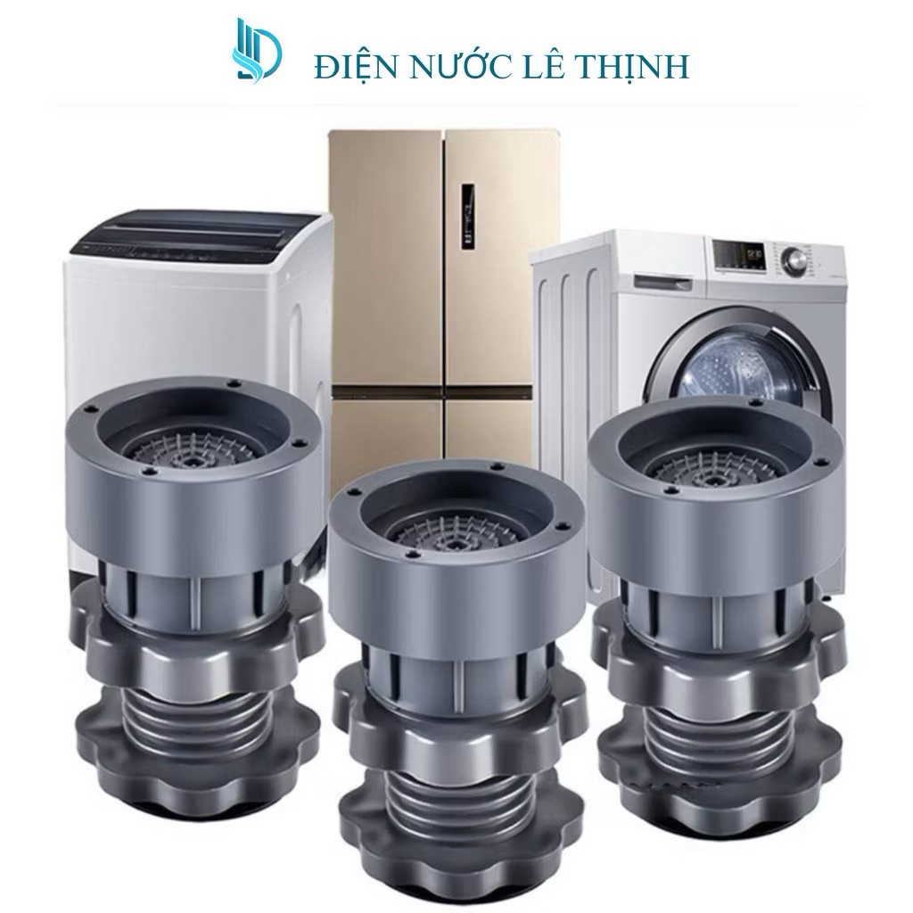 Bộ - Bộ 4 đế kê chân máy giặt chống rung chống trượt cao cấp có thể điều chỉnh độ cao giá kê chân tủ lạnh đa năng