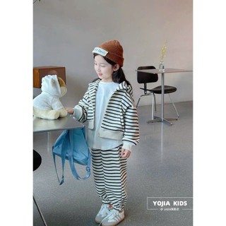 [B&G] Sét bộ nỉ 2 món áo khoác mũ kèm quần dài bo gấu thu đông cho bé gái từ 10-45kg(2-12 tuổi)