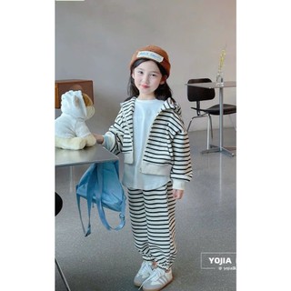[B&G] Sét bộ nỉ 2 món áo khoác mũ kèm quần dài bo gấu thu đông cho bé gái từ 10-45kg(2-12 tuổi)