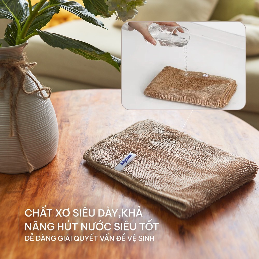 COMBO Khăn lau sàn sợi siêu mảnh MyJae tiện dụng đa năng thấm hút nước tốt, có móc treo 30cm x 42cm