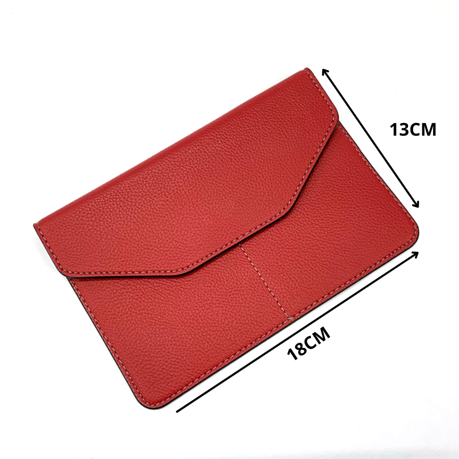 (Hỗ Trợ Dập Logo Hãng) Ví Da Đựng Giấy Tờ Đăng Kiểm Xe Ô Tô Mẫu 02 - Màu Đỏ VDK-PU02-RED