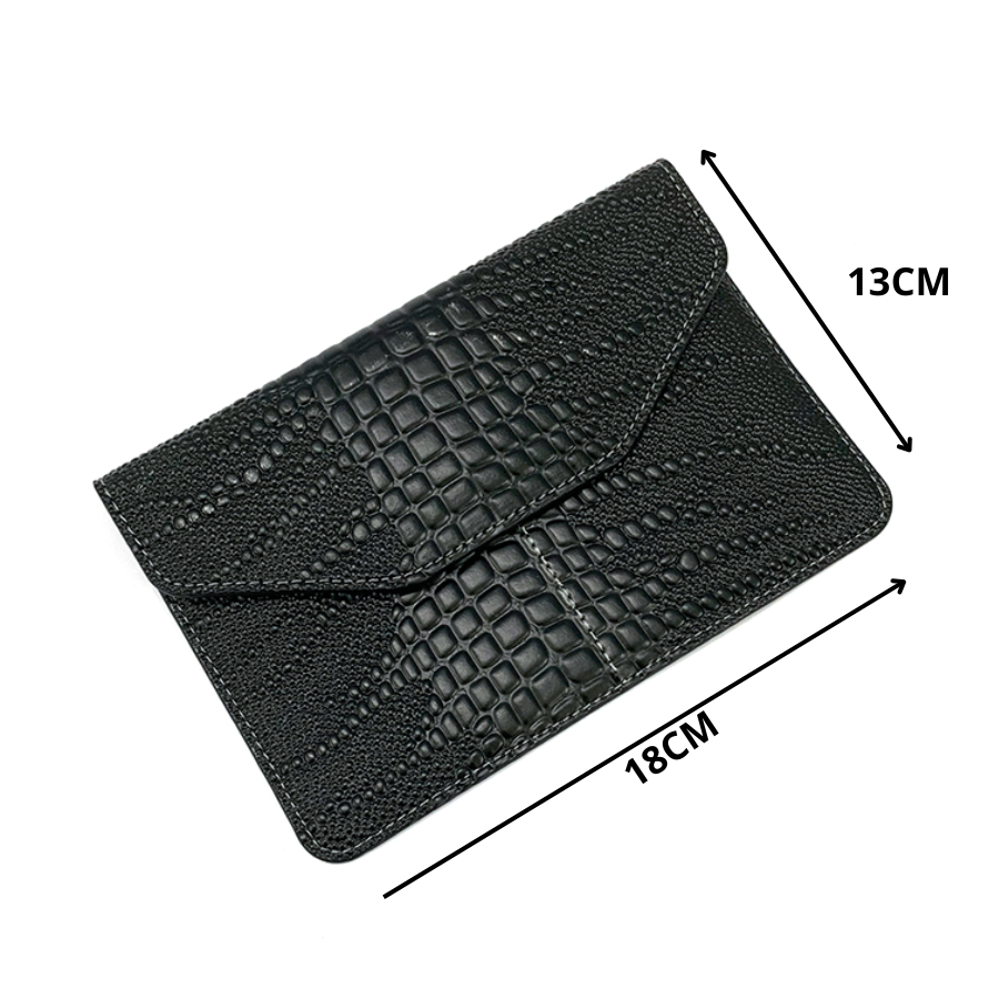 Ví Da Đựng Giấy Tờ Đăng Kiểm Xe Ô Tô Vân Cá Sấu Mẫu 02 - Màu Đen VDK-PU02CS-BL