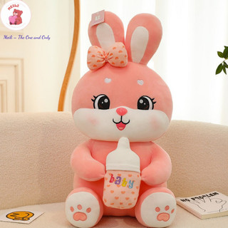 ( TẶNG QUÀ ĐÈN NGỦ CẮM )Gấu Bông Lớn Thỏ Ôm Bình Sữa , Hàng Cao Cấp Mềm Mịn Size 45cm MEILI STORE