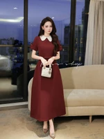 [Công Sở Cao Cấp] Đầm Váy Thiết Kế Form Dài Xòe Chiết Eo Nhẹ Tôn Dáng Cổ Lá Sen Tay Ngắn Thanh Lịch Bliss Shop - V759 — ảnh 2