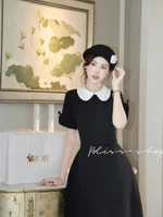 [Công Sở Cao Cấp] Đầm Váy Thiết Kế Form Dài Xòe Chiết Eo Nhẹ Tôn Dáng Cổ Lá Sen Tay Ngắn Thanh Lịch Bliss Shop - V759 — ảnh 8