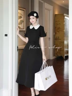 [Công Sở Cao Cấp] Đầm Váy Thiết Kế Form Dài Xòe Chiết Eo Nhẹ Tôn Dáng Cổ Lá Sen Tay Ngắn Thanh Lịch Bliss Shop - V759 — ảnh 1