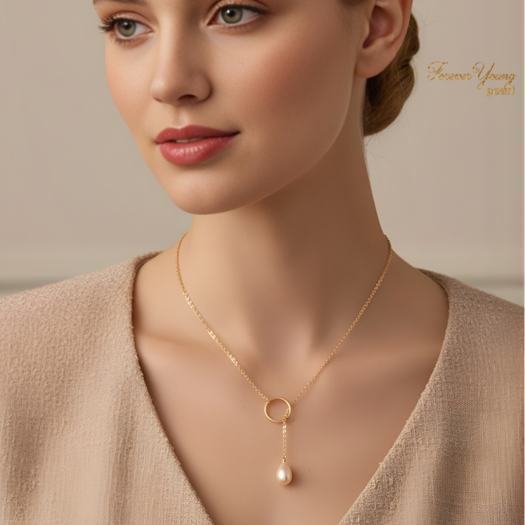 DC68 - Dây chuyền ngọc Trai nuôi nước ngọt, size 9 li, dài 46-52cm, mạ vàng 18K- Quà tặng 20/10 cho bạn gái