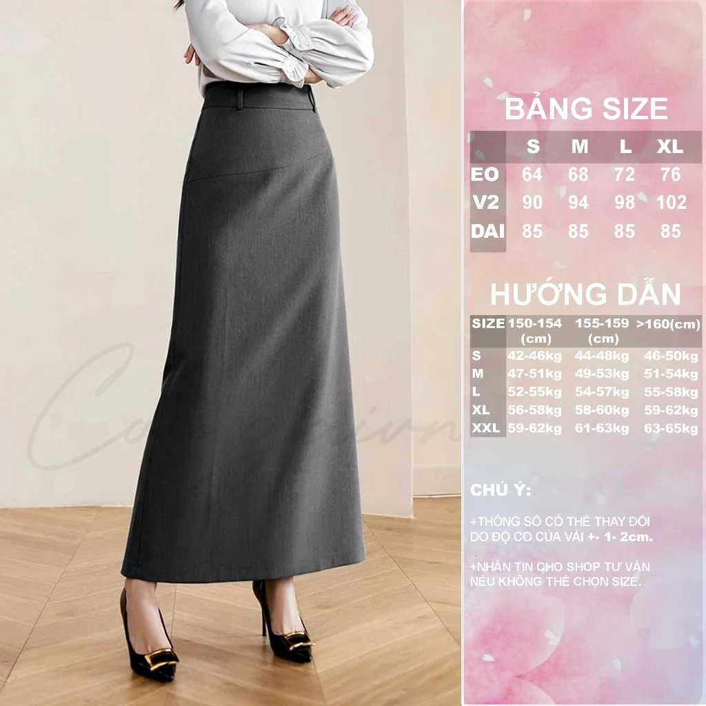 [Peinn].Chân váy dáng A dài, Eo cao tôn dáng, CV26 Vải tuyết mưa cầu vồng dày, mềm, dễ chịu nữ.