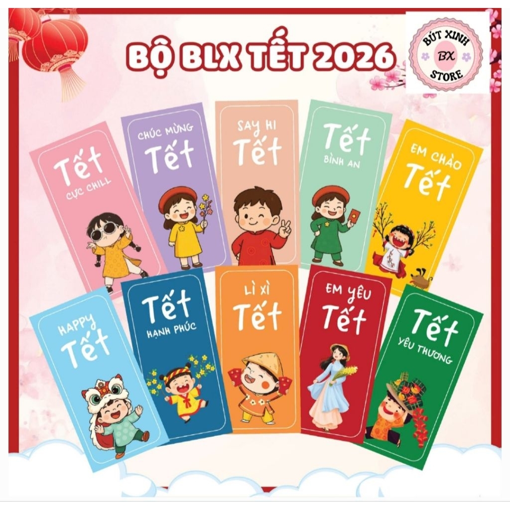 Combo 10 Bao 10 Mẫu lì xì Bé Chào Tết 2026 Dễ Thương