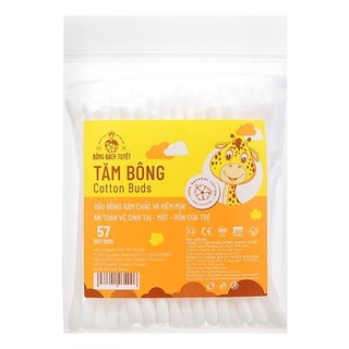 TĂM BÔNG TRẺ EM BÔNG BẠCH TUYẾT (HỘP TRÒN 120 QUE/Gói 57 QUE)