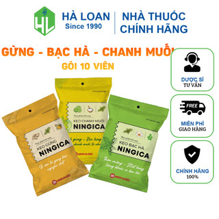 Kẹo ngậm thanh họng Ningica Nam Dược vị Gừng / Bạc Hà / Chanh Muối (Gói 10 viên)