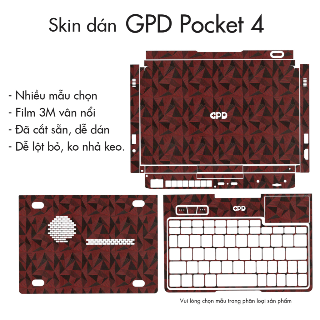 Skin dán Laptop Mini GPD Pocket 4 | Film 3M vân nổi