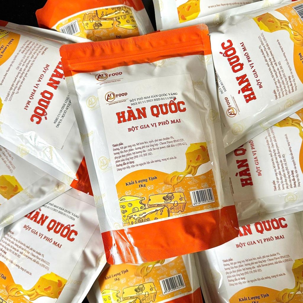 Sỉ 10kg Bột phô mai Hàn Quốc Vàng ADFOOD – thích hợp dùng cho món chiên, xúc xích gà rán,.
