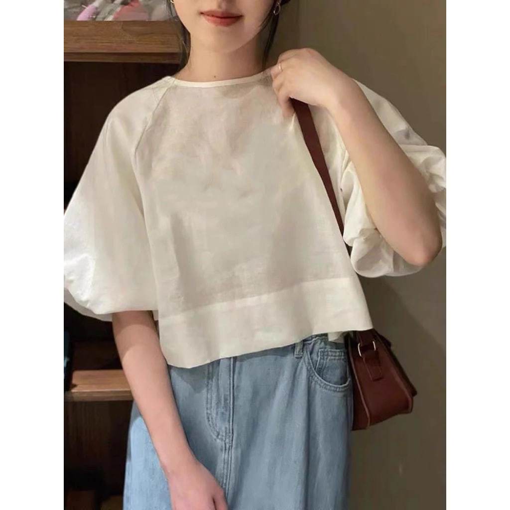 𝗠𝗼𝗿𝗶  A02 -  Áo Linen tay phồng BEELY