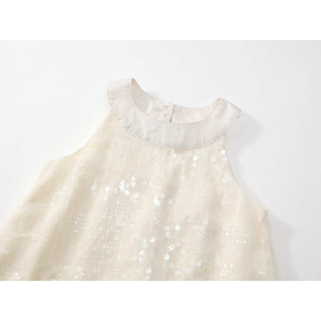 Váy Bé Gái Hania Kids Cổ Yếm 2 Lớp Phối Ren Kim Sa Lấp Lánh Bồng Bềnh