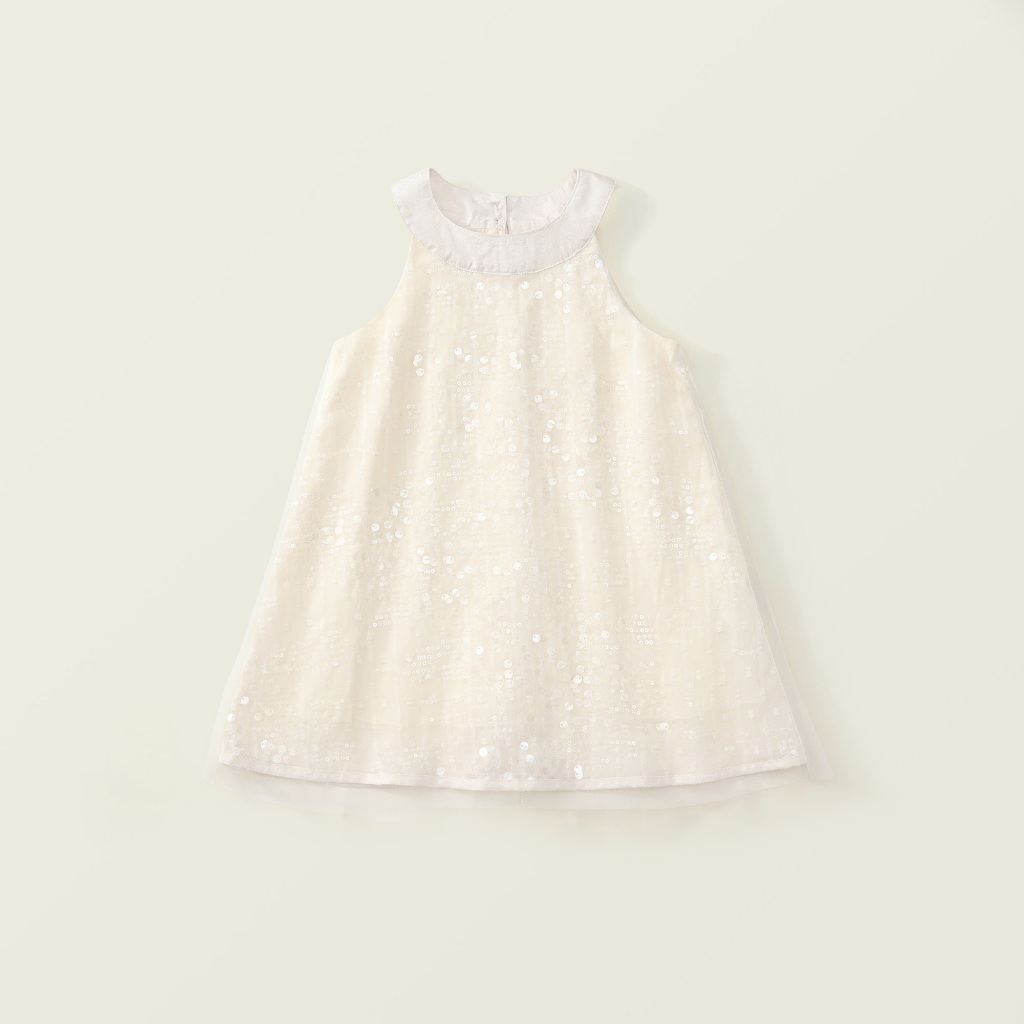 Váy Bé Gái Hania Kids Cổ Yếm 2 Lớp Phối Ren Kim Sa Lấp Lánh Bồng Bềnh