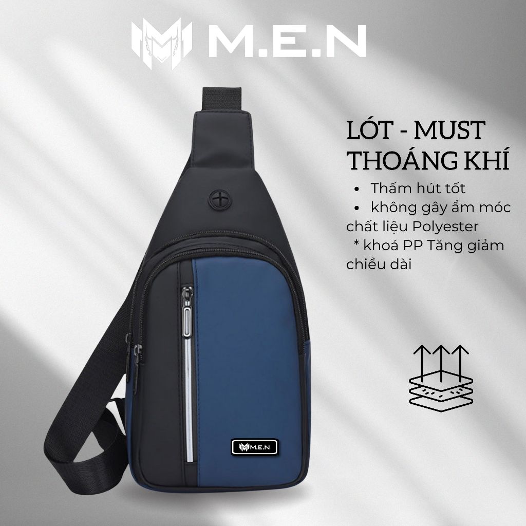 Túi đeo chéo lịch lãm Kéo Đứng M.E.N vải trượt nước {HỎA TỐC}