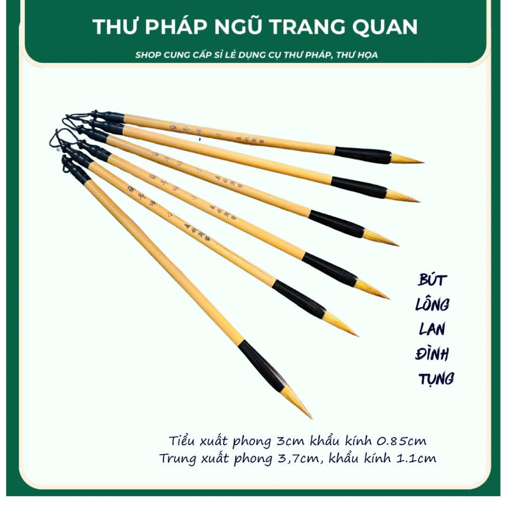 Bút lông Lan Đình Tụng - Bút lông viết thư pháp đại tự dễ viết nét xước mềm mại có hai cỡ trung và tiểu
