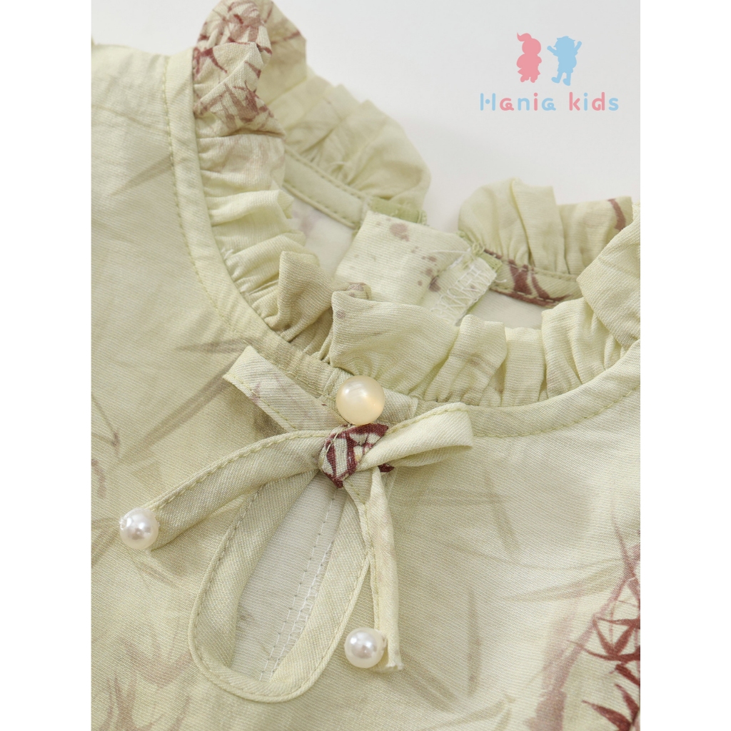 Váy Công Chúa Bé Gái Hania Kids Dáng Xòe Bồng Bềnh Cánh Tiên, Phối Nơ Xinh Xắn, Phong Cách Tiểu Thư